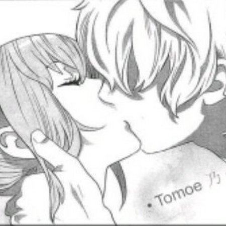 Аниме поцелуй чёрно-белое