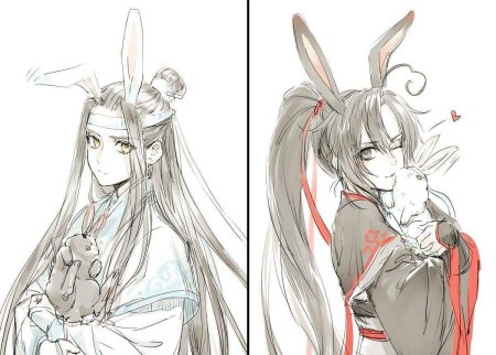 Магистр дьявольского культа аниме Лань Чжань с кроликами