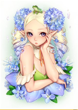 Аниме девушка цветы