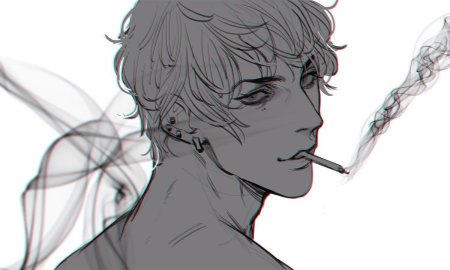 Парень курит арт