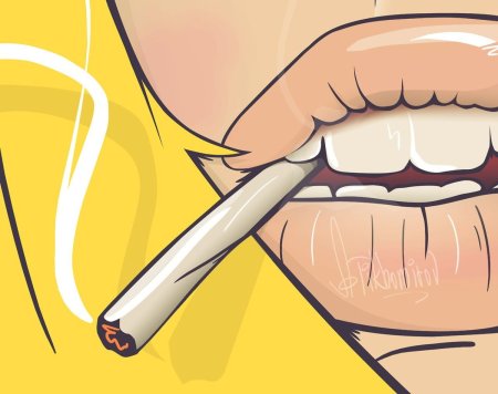 Сигарета во рту арт