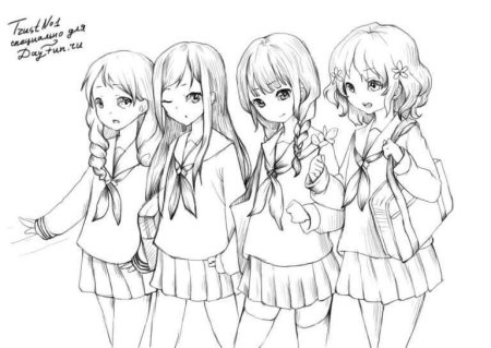 Рисунок школьницы для срисовки