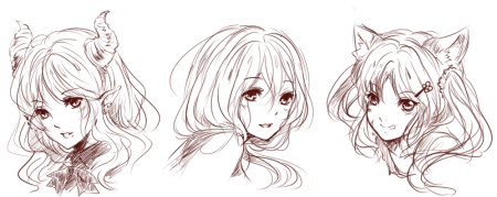 Набросок лица аниме