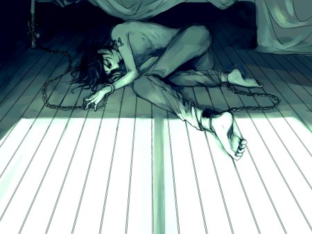 Человек лежит на полу арт