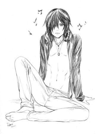 Аниме парень сидит