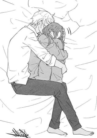 Аниме парень обнимает