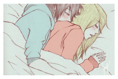 Аниме пара обнимается