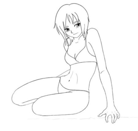 Аниме девушка в купальнике карандашом