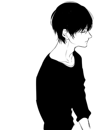 Черно белый арт парень