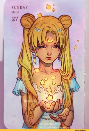 Рисование лица Сейлор Мун