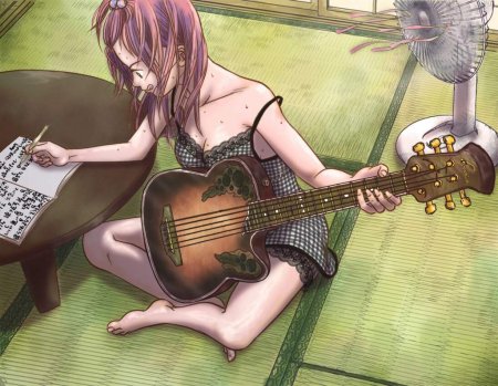 Девушка с гитарой арт