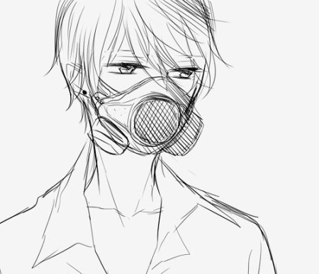 Аниме парень в маске карандашом