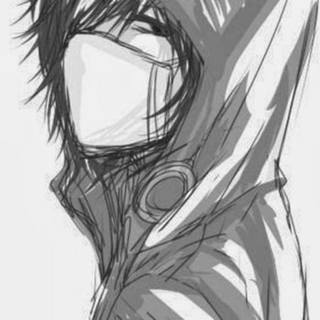 Аниме карандашом в капюшоне