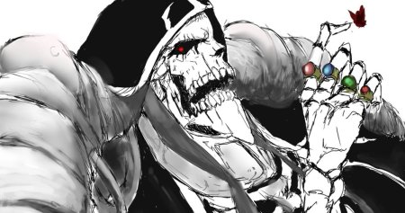 Альбедо и Айнз Повелитель арт чб