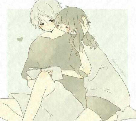 Аниме пара в обнимку