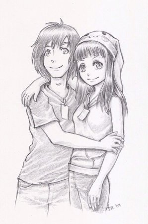 Рисунки для срисовки парень и девушка