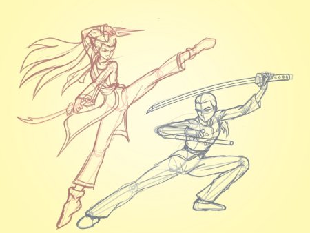 Позы для рисования с мечом