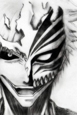 Ичиго Куросаки в маске чб