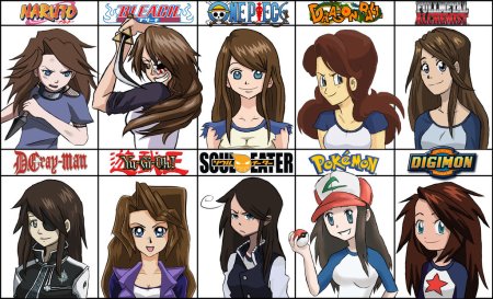 Аниме персонажи в разных стилях