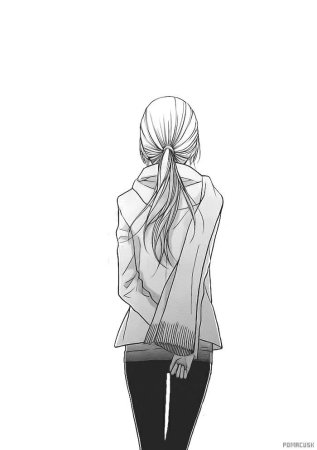 Аниме девушка стоящая спиной