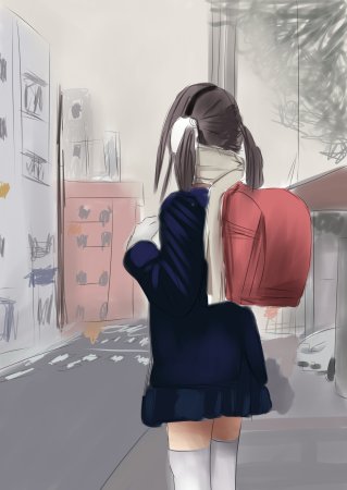 Аниме девушка сзади