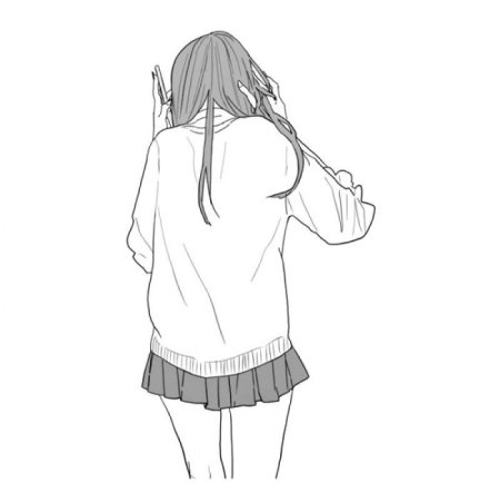 Аниме девушка сзади