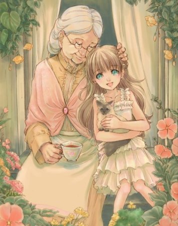 Аниме бабушка и внучка