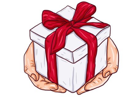 Подарок в руках нарисованный