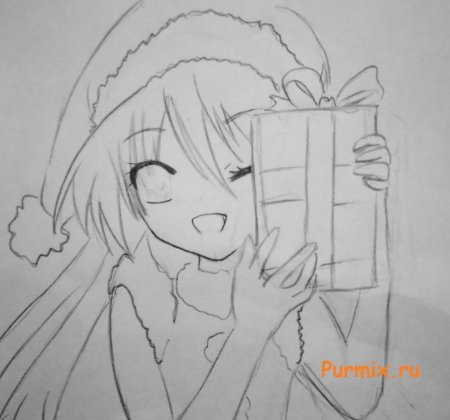 Новогоднее аниме карандашом