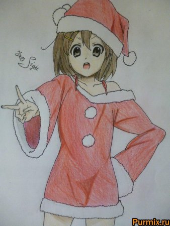 Рисунки на новый год аниме для срисовки