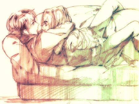 Аниме объятия в кровати