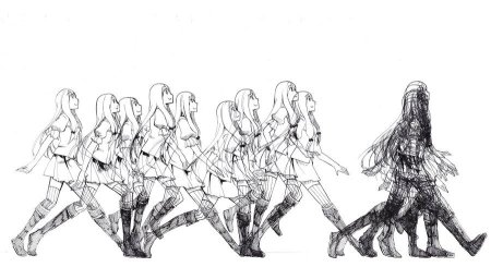 Девушка идет референс