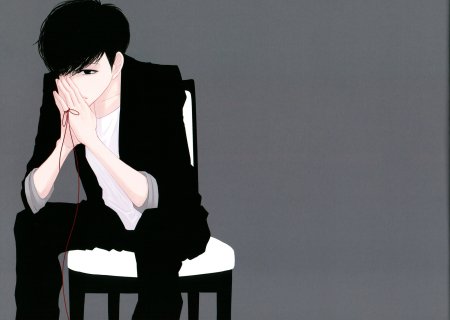 Аниме парень думает