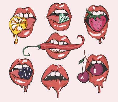 Губы с едой для рисования