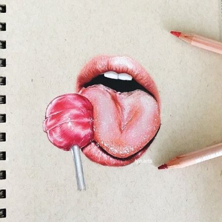 Губы эскиз цветной