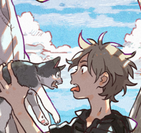 Незнакомец на берегу моря коты