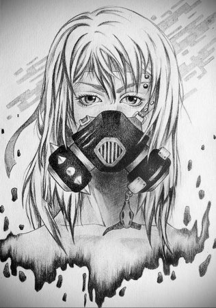 Тату девушка в противогазе