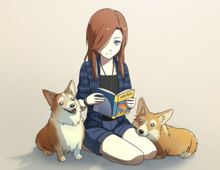 Девочка с корги арт