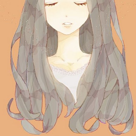 Аниме тян с длинными волосами без челки