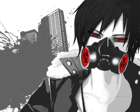 Парень в респираторе арт