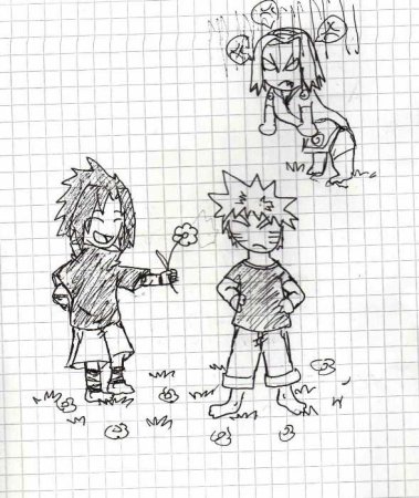 Наруто рисунок в тетрадный лист