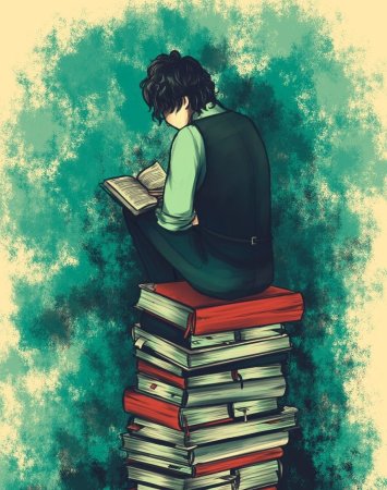 Человек с книгой арт