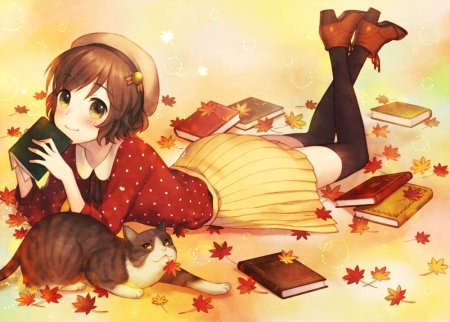 Аниме девушка читает книгу