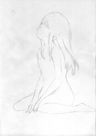 Сидящая девушка карандашом