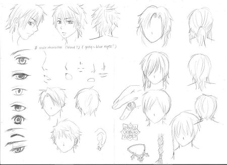 Схема рисования аниме мальчика