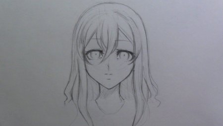 Аниме лицо девушки карандашом