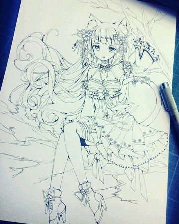 Аниме на весь лист скетч