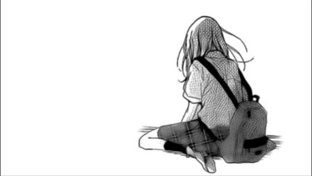 Аниме девушка на коленях