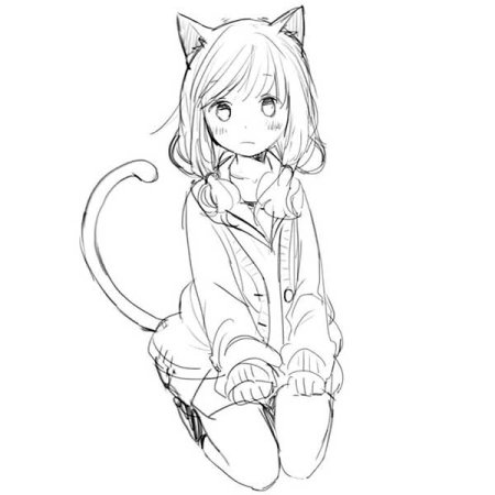 Раскраска аниме девочки с ушками
