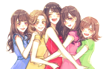 Аниме компания из 5 девочек